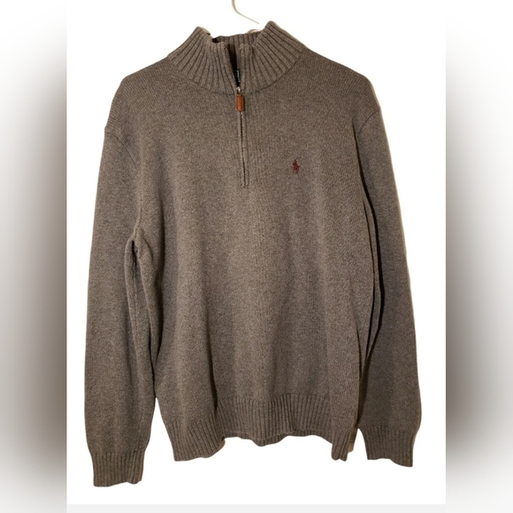 Polo Ralph Lauren Other - 💪MENS POLO RALPH LAUREN - GRAY 1/4 ZIP MOCK NECK SWEATER 100% COTTON SIZE MED